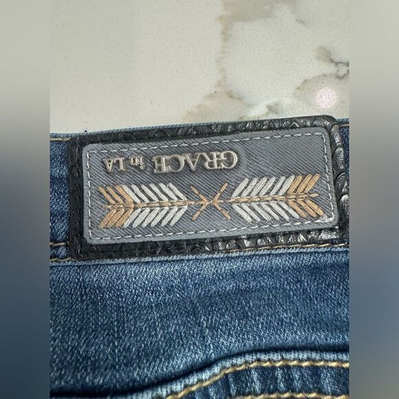 Grace in LA patchwork distressed jeans size 29 - Picture 5 of 8